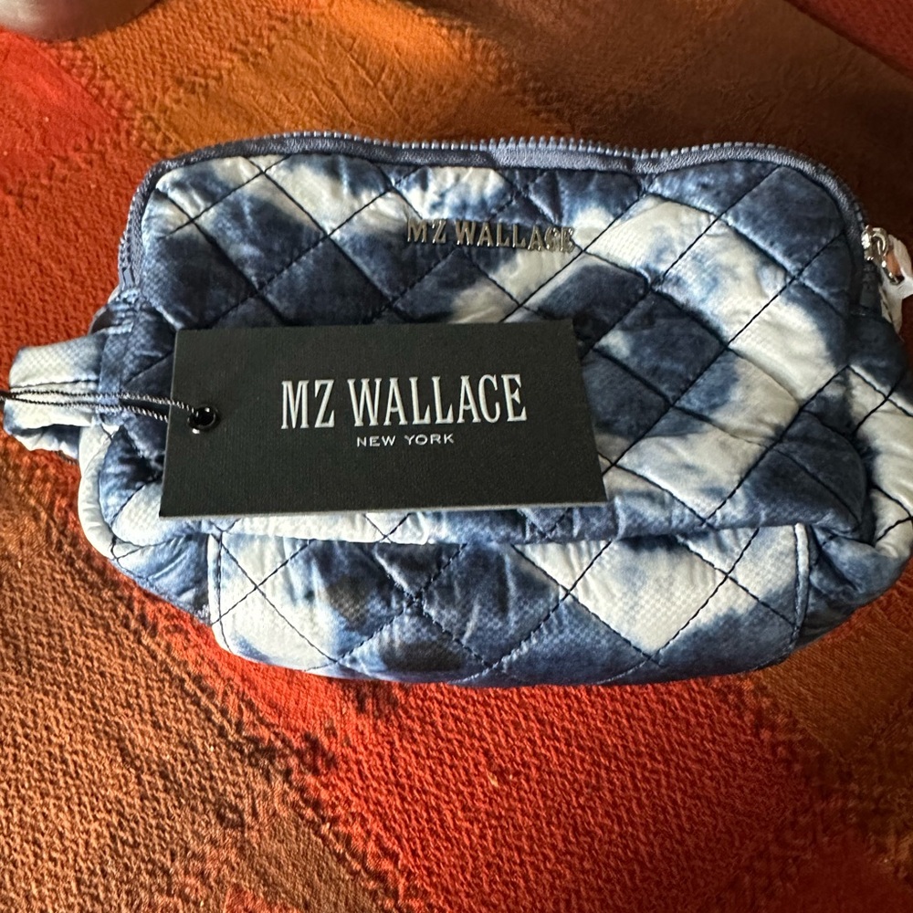 MZ Wallace Quilted Blue and White Pouch
